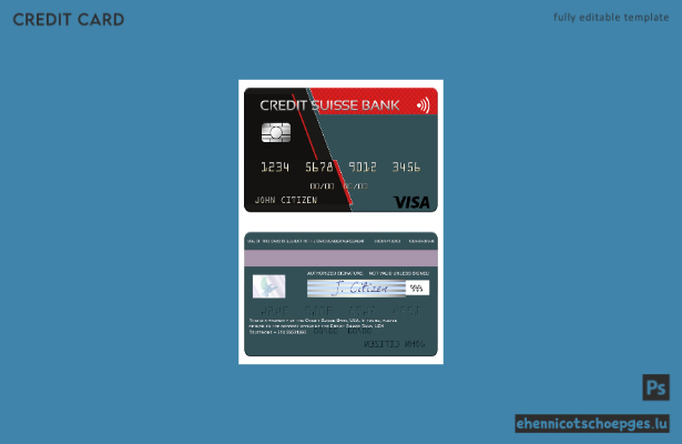 USA Credit Suisse Bank Visa-Kartenbeispiel